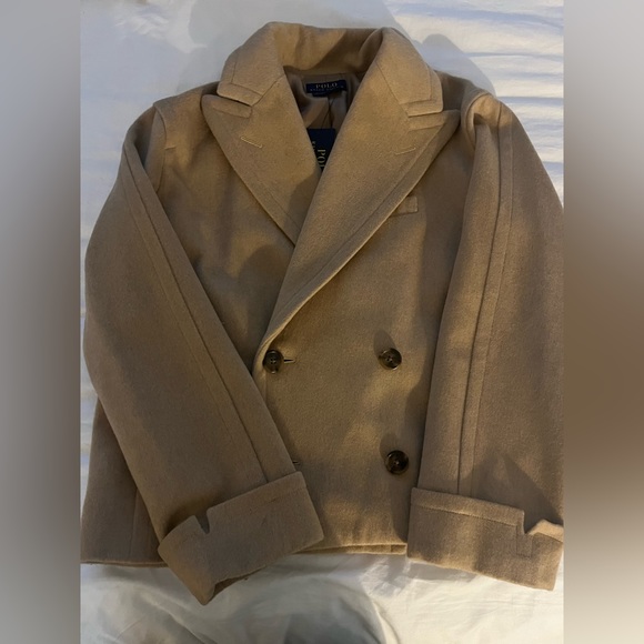 Polo Ralph Lauren Double-Breasted Wool-Blend Camel Peacoat - Picture 3 of 6